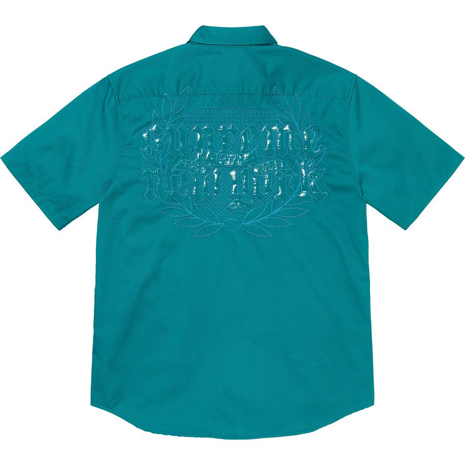 Supreme Croc Patch S/S Werk Overhemd Aqua | NL385OR