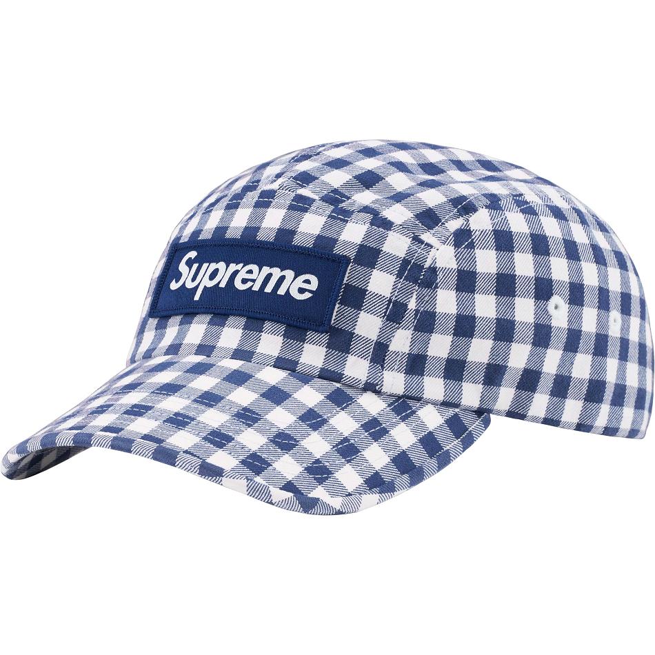 Supreme Gingham Camp Cap Hoeden Blauw | NL115NB