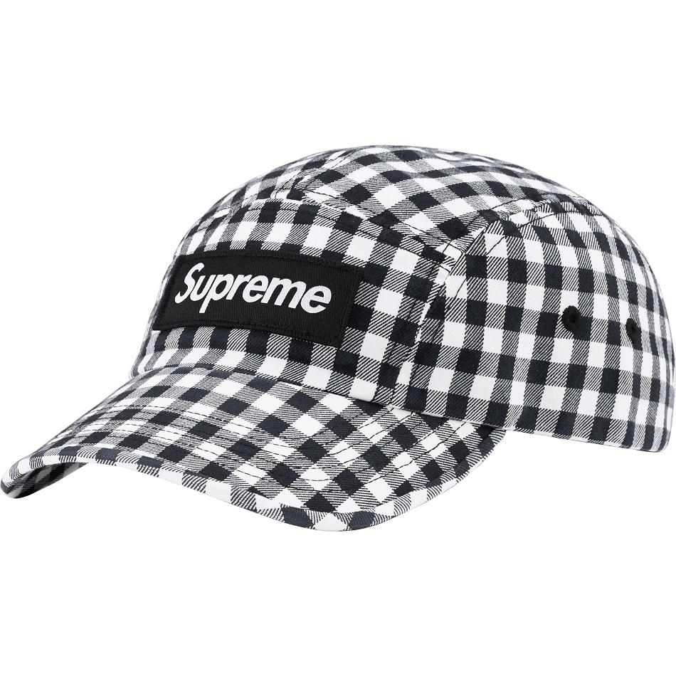 Supreme Gingham Camp Cap Hoeden Zwart | NL116MA