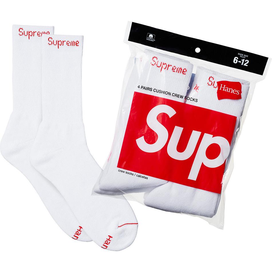 Supreme Hanes® Crew Socks (4 Pack) Sokken Wit | NL104FM