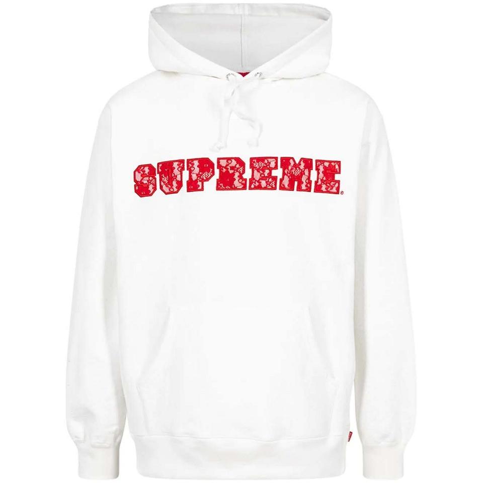 Supreme Kanten Detail Logo Hoodie Wit | NL475XF