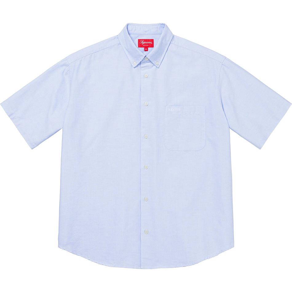 Supreme Loose Fit S/S Oxford Overhemd Wit Blauw | NL381TV