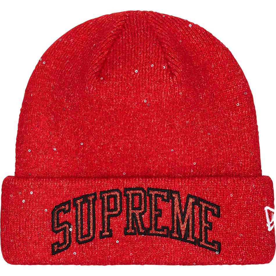 Supreme New Era® Metallic Arc Beanie Hoeden Rood | NL144WY