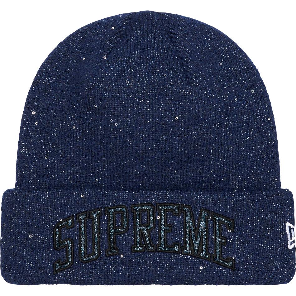 Supreme New Era® Metallic Arc Beanie Hoeden Donkerblauw | NL145EX