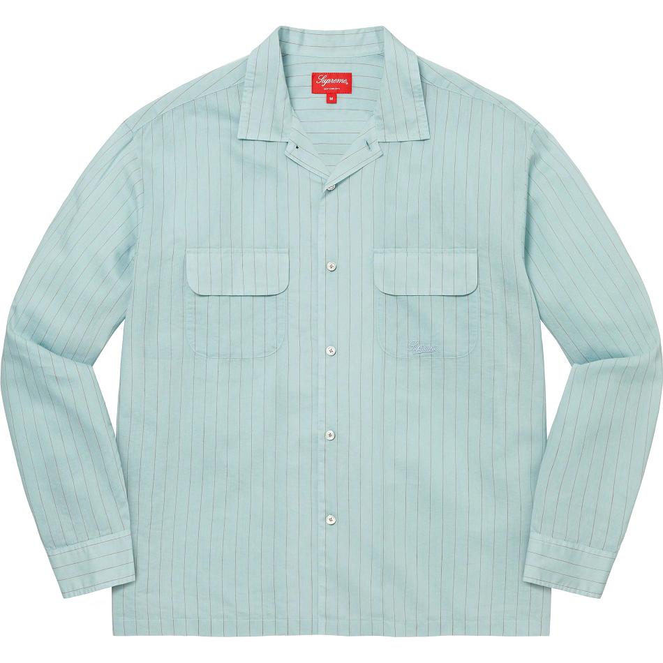 Supreme Pinstripe Linen Overhemd Blauw | NL373VD