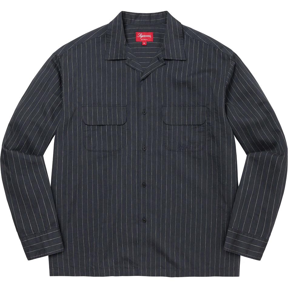 Supreme Pinstripe Linen Overhemd Donkerblauw | NL372CE