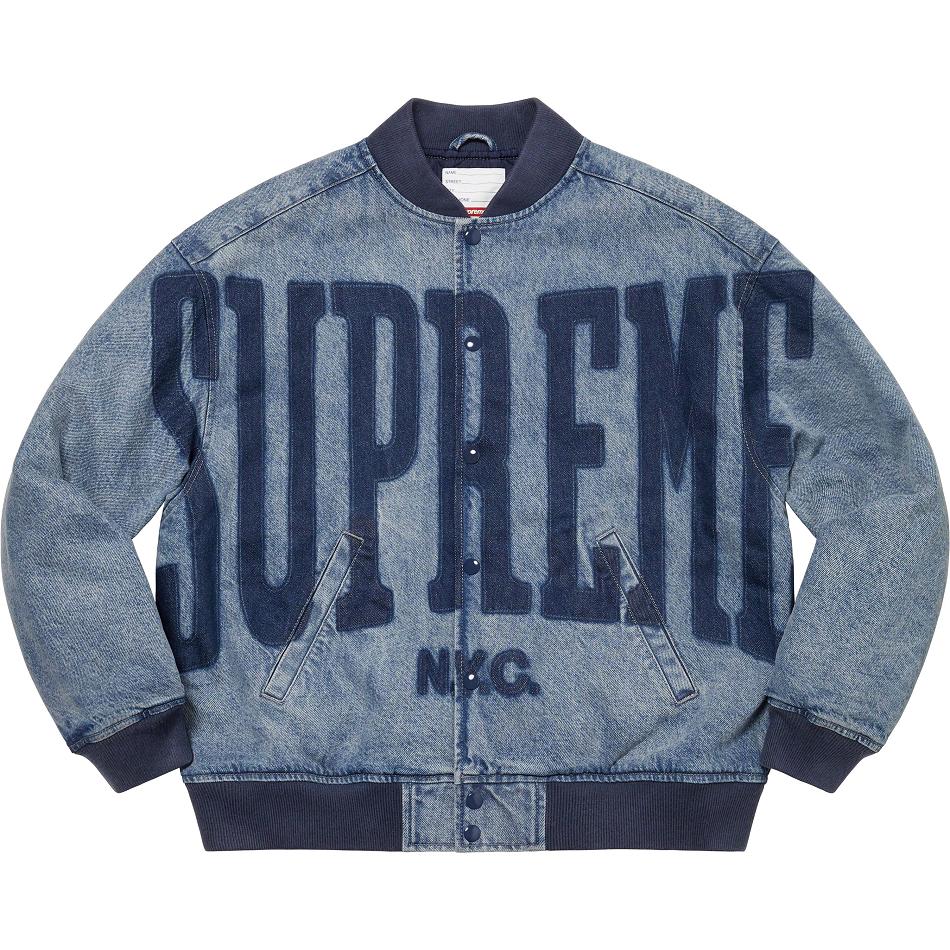 Supreme Washed Knockout Denim Varsity Jassen Donkerblauw | NL437OR