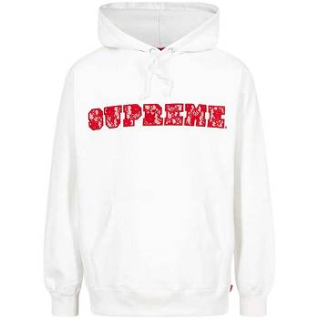 Supreme Kanten Detail Logo Hoodie Wit | NL475XF