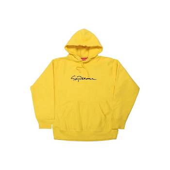 Supreme Klassieke Script Met Capuchon Sweatshirts Geel | NL269VD