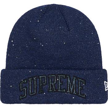 Supreme New Era® Metallic Arc Beanie Hoeden Donkerblauw | NL145EX