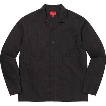 Supreme Pinstripe Linen Overhemd Zwart | NL374BC