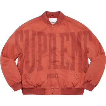 Supreme Washed Knockout Denim Varsity Jassen Rood | NL438PQ