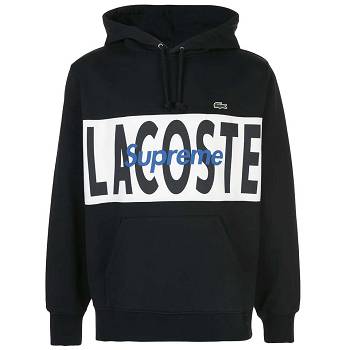 Supreme X Lacoste Logo Panel Hoodie Zwart | NL457EX